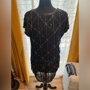 Black sequined mini dress